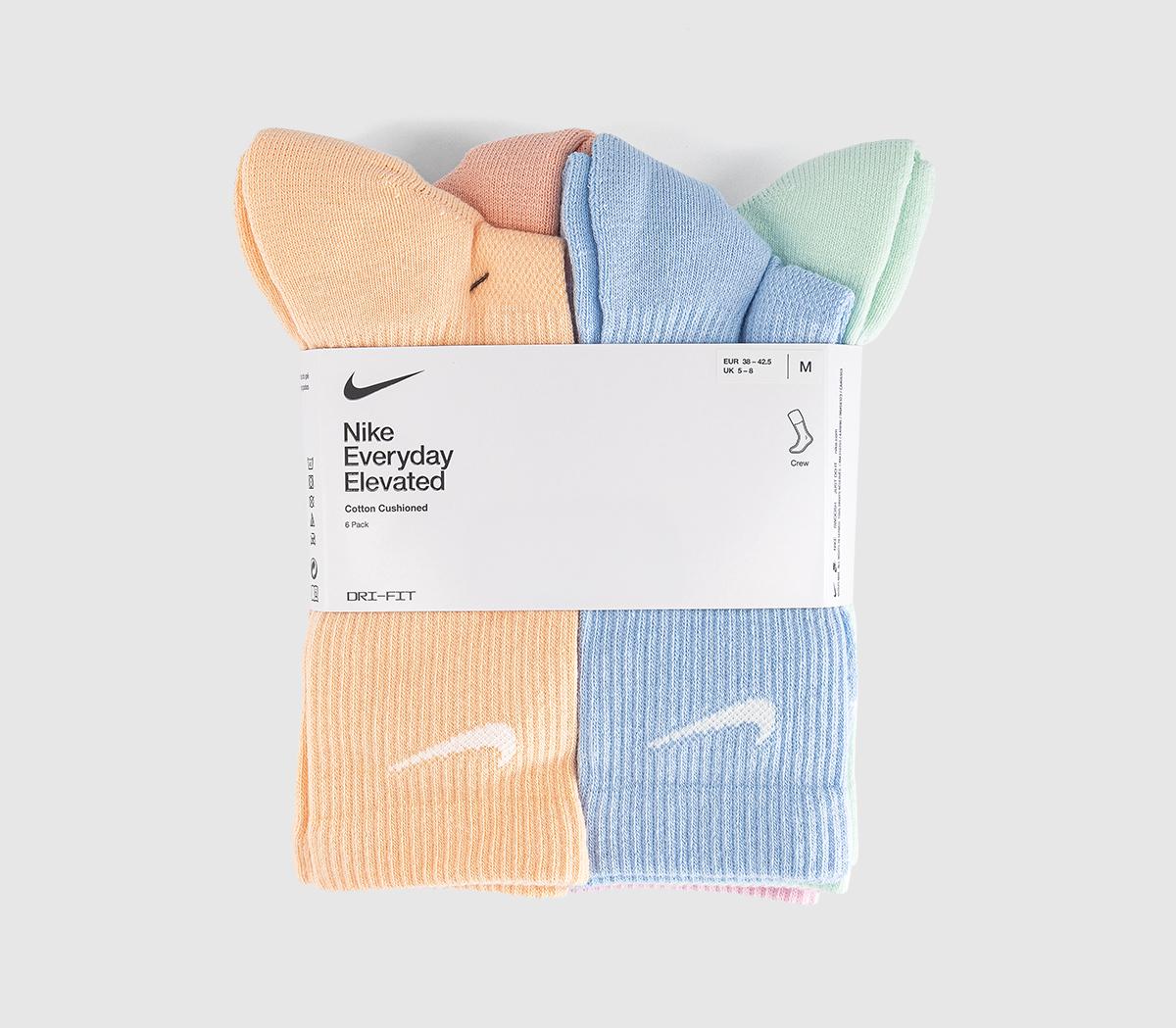 NikeCrew Socks 6 PairsMulti Pastel Pink Blue Green