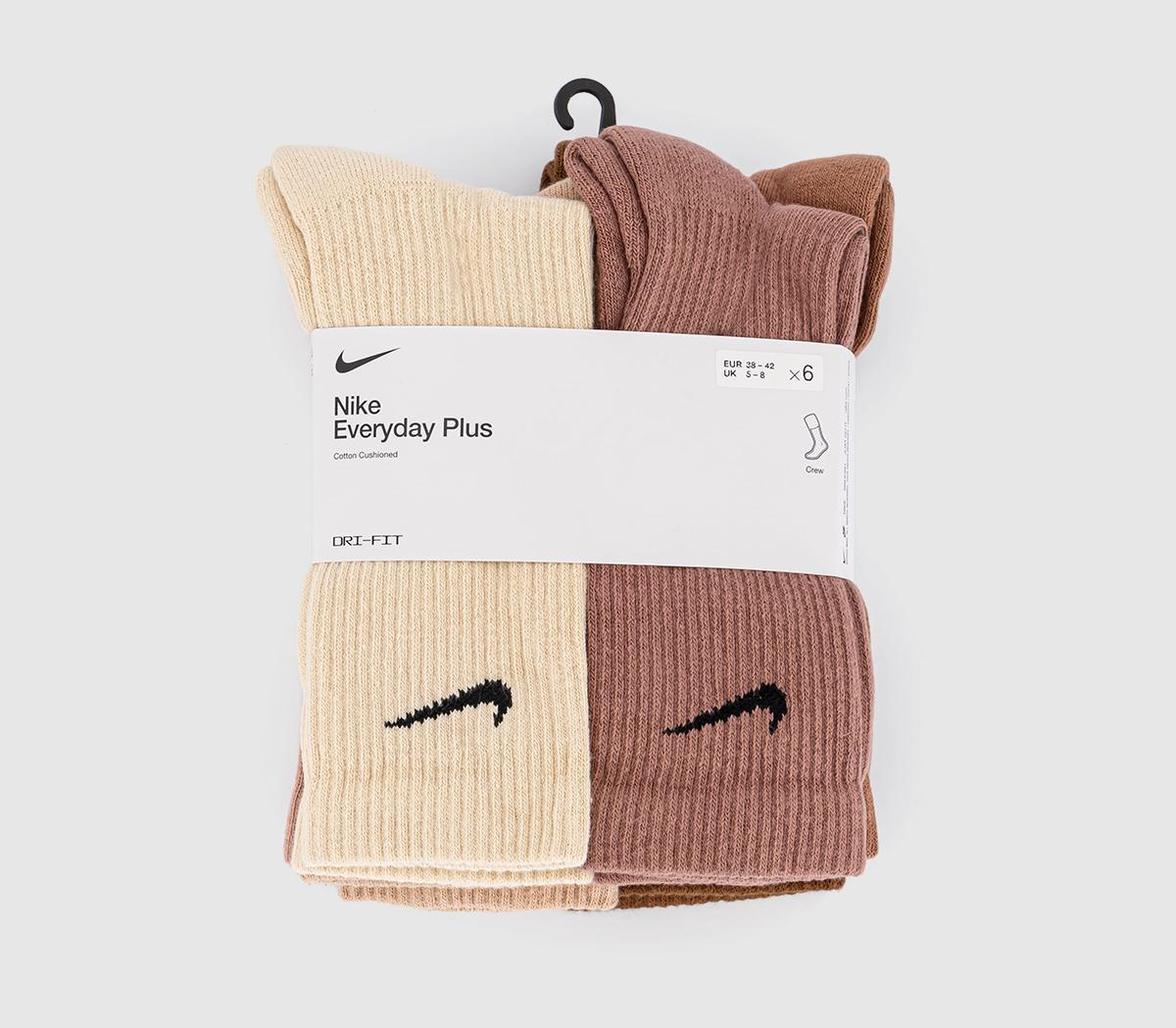 Nike Crew Socks 6 Pairs Multi Cream Pink - Socks