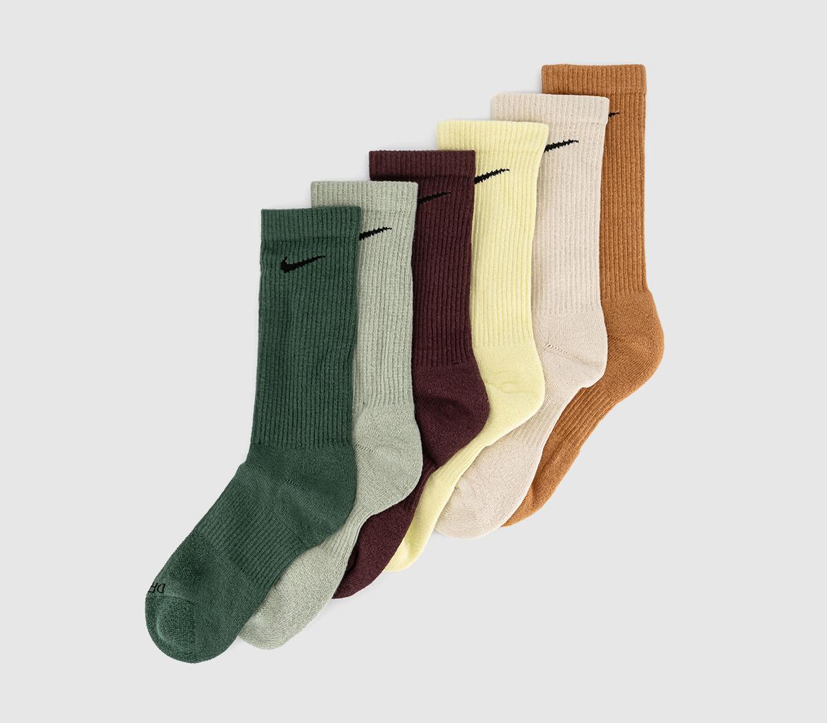NikeCrew Socks 6 Pairs NikeCrew Socks 6 PairsCream Green Yellow