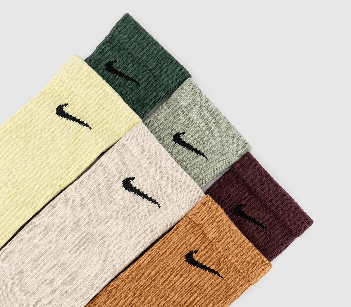 NikeCrew Socks 6 Pairs NikeCrew Socks 6 PairsCream Green Yellow