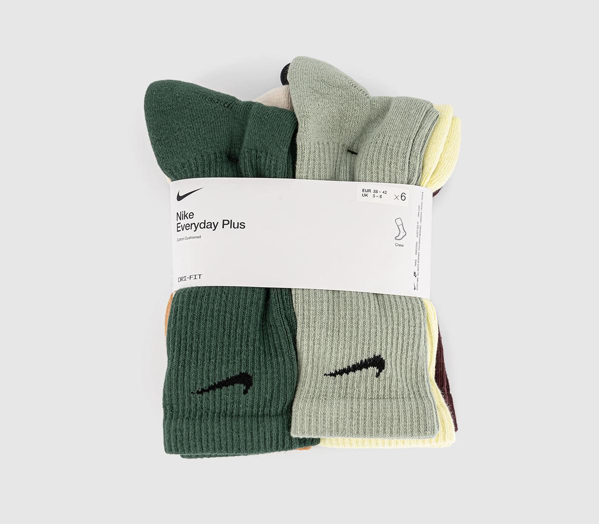 NikeCrew Socks 6 Pairs NikeCrew Socks 6 PairsCream Green Yellow
