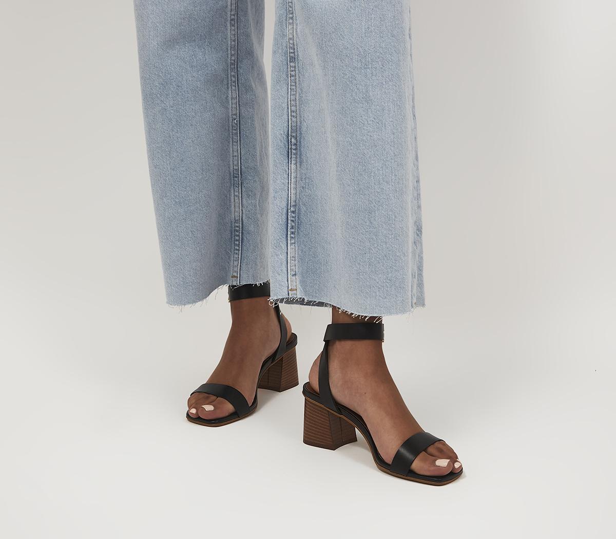OFFICEMelbourne Two Part Heel SandalsBlack Leather