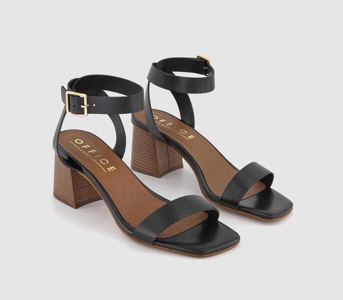 OFFICEMelbourne Two Part Heel SandalsBlack Leather