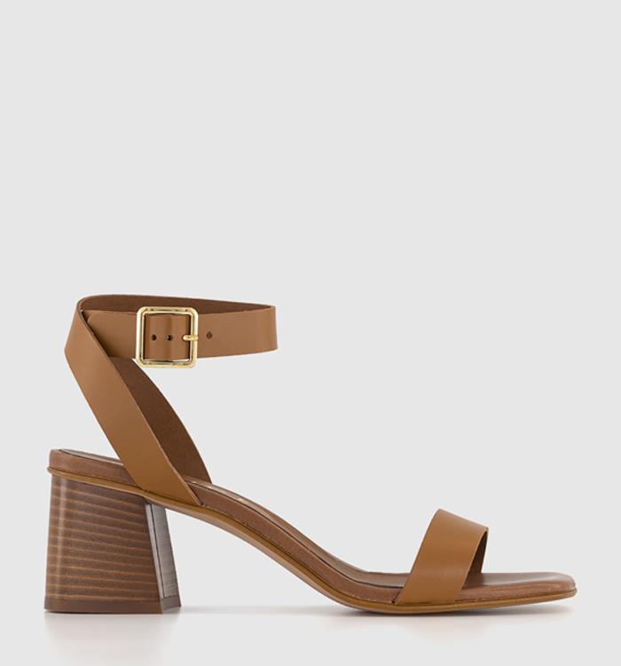 OFFICE Melbourne Two Part Heel Sandals Tan Leather