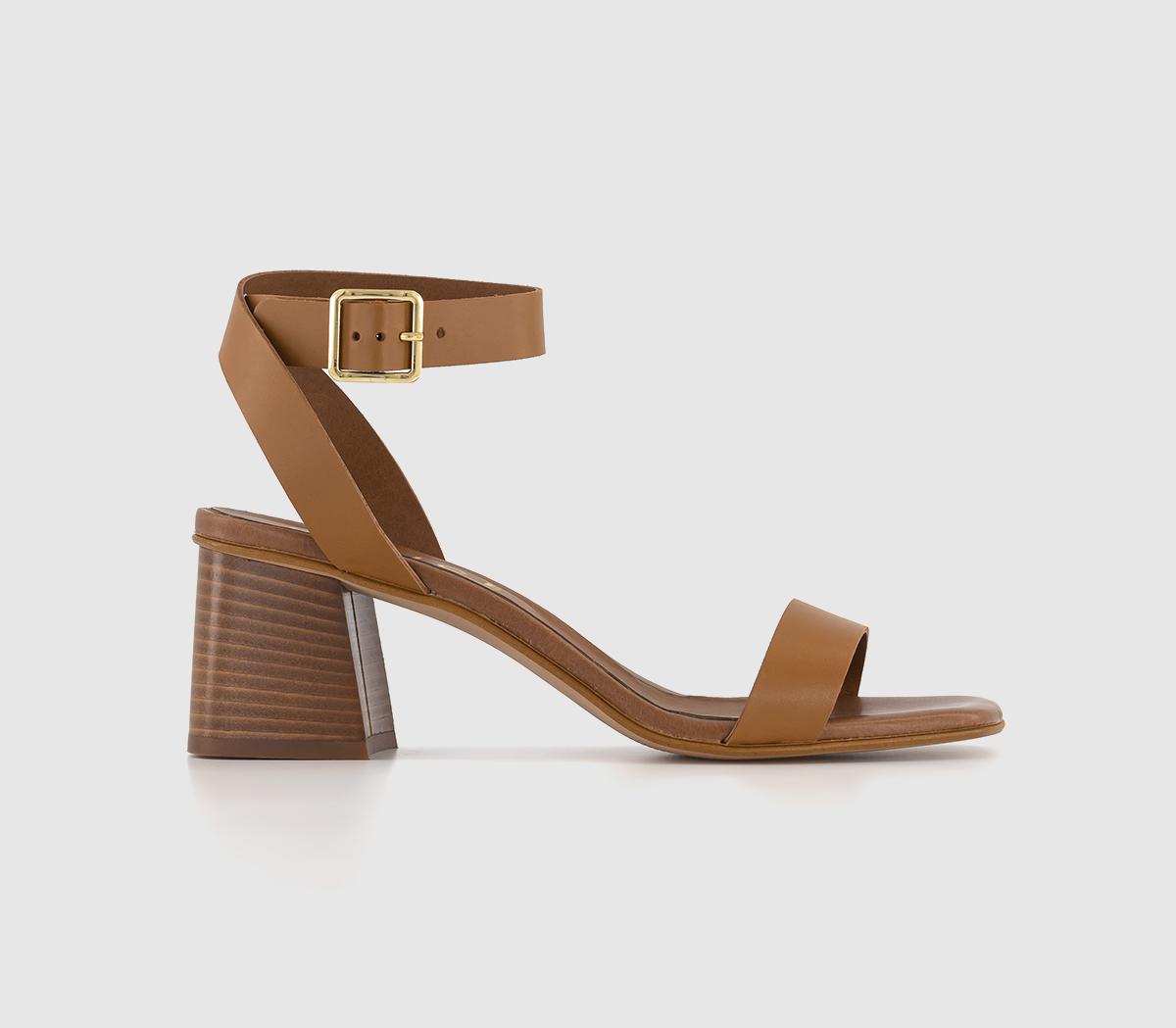 Melbourne Two Part Heel Sandals Tan Leather