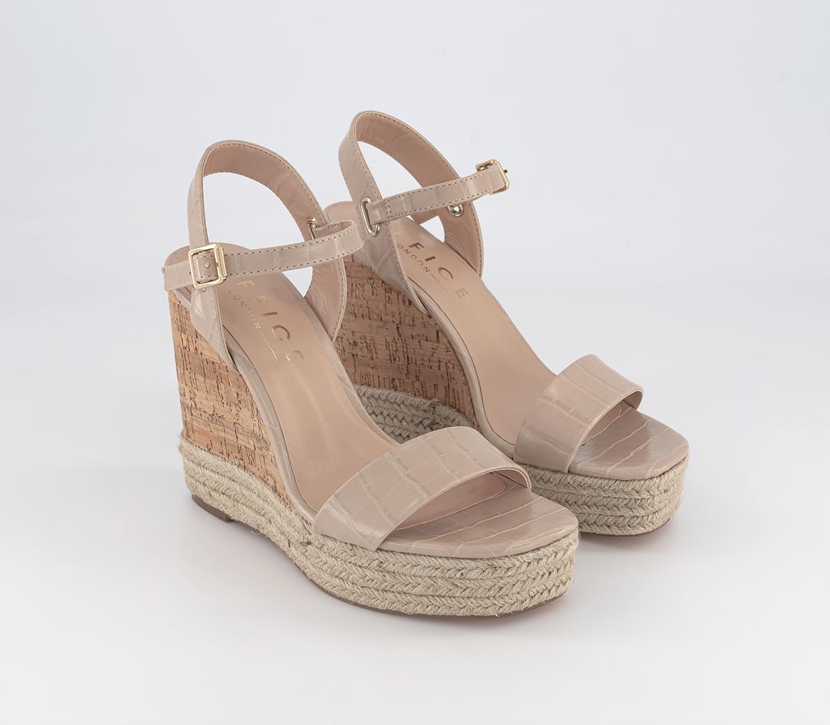 OFFICE Womens Heated Cork Wedge Espadrilles Nude Natural, 6