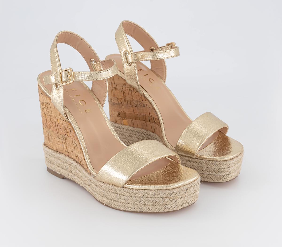 OFFICEHeated Cork Wedge EspadrillesGold