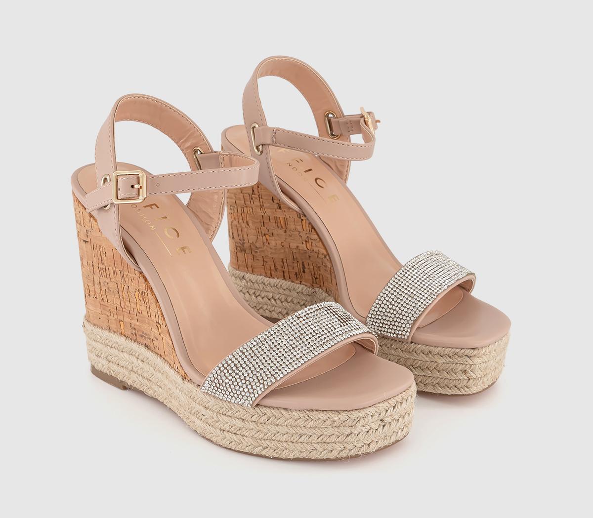 OFFICEHeated Cork Wedge EspadrillesSilver Embellished