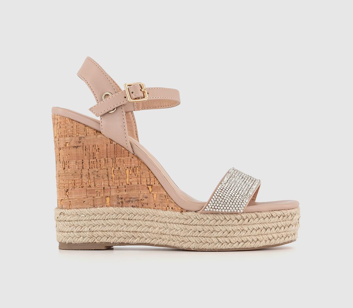 OFFICEHeated Cork Wedge EspadrillesSilver Embellished
