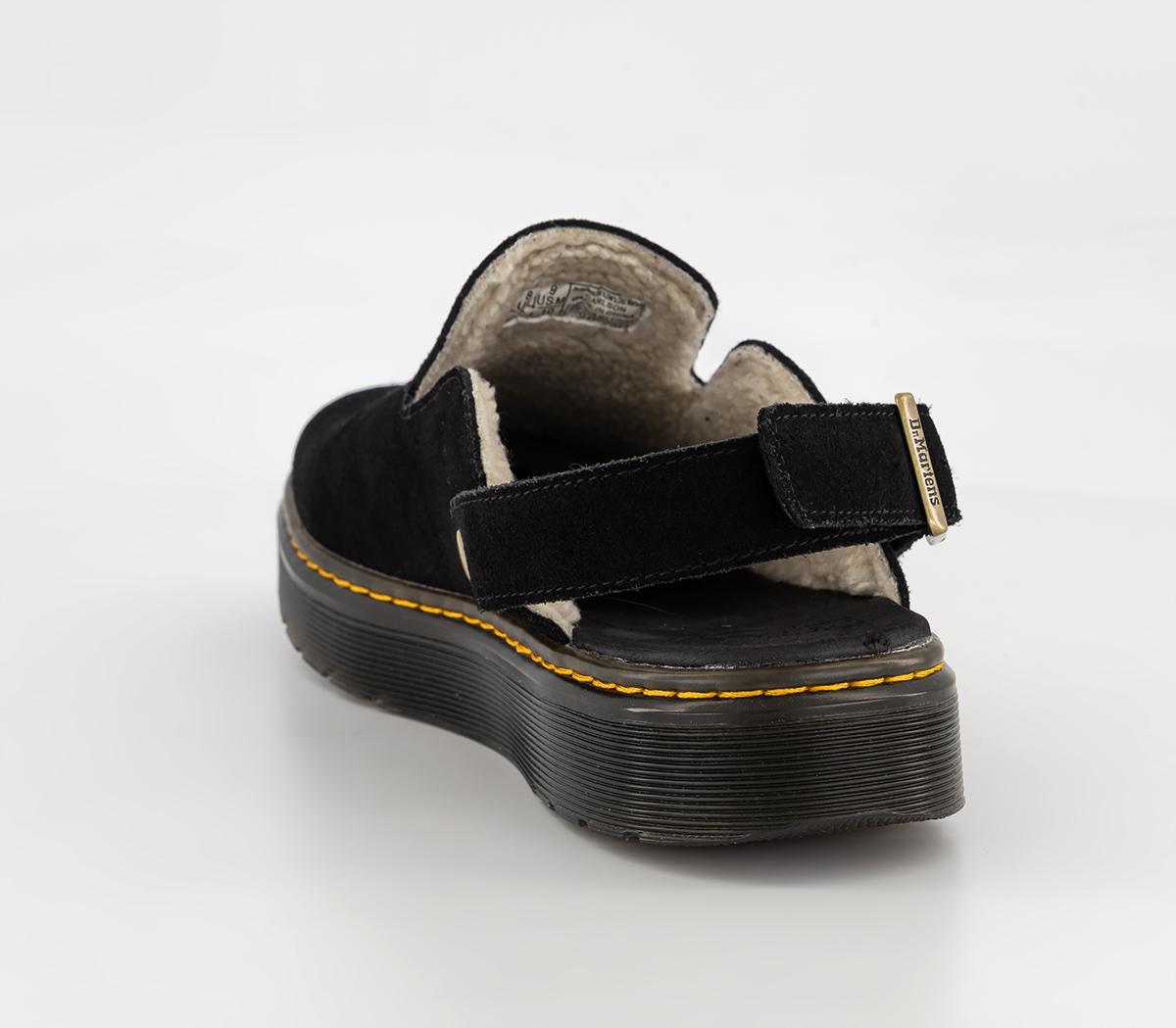 Dr. Martens Carlson Lined Mules Dr. Martens Carlson Lined Mules Black Suede Cream Shearling