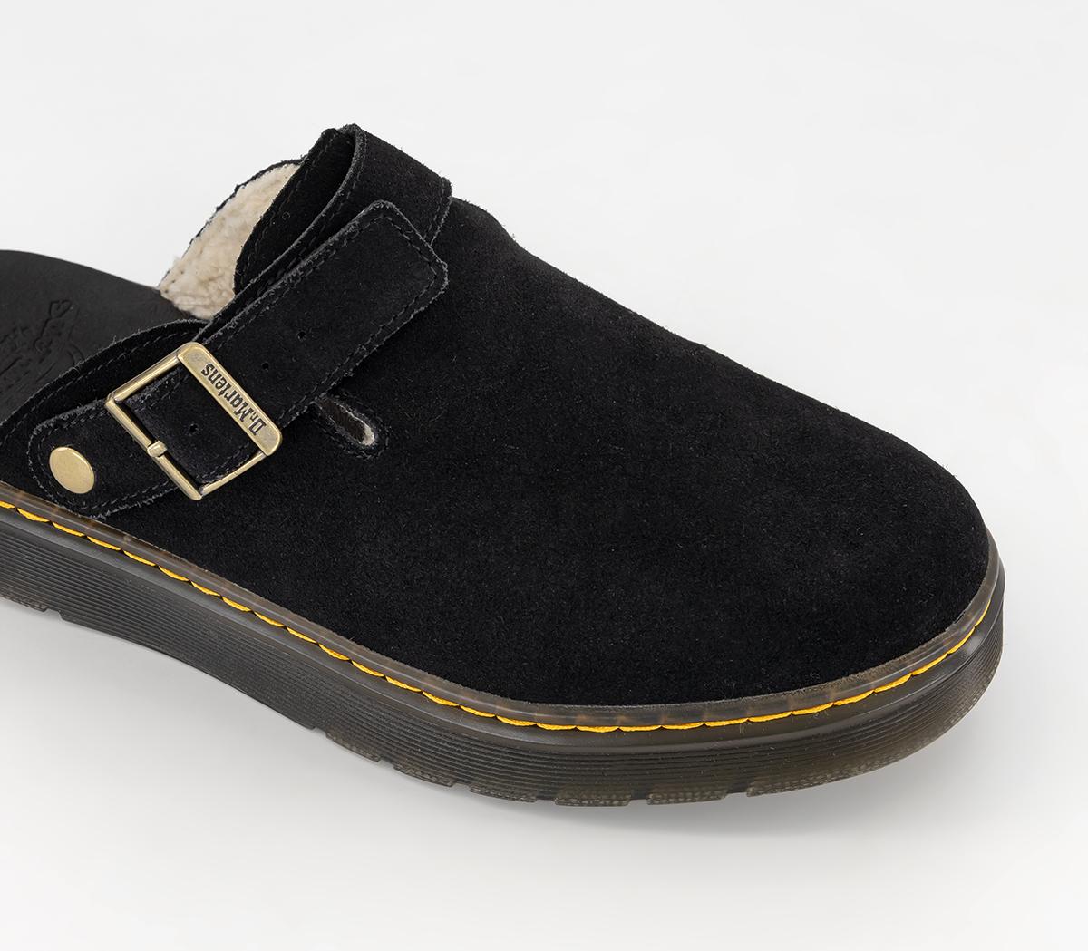 Dr. Martens Carlson Lined Mules Dr. Martens Carlson Lined Mules Black Suede Cream Shearling