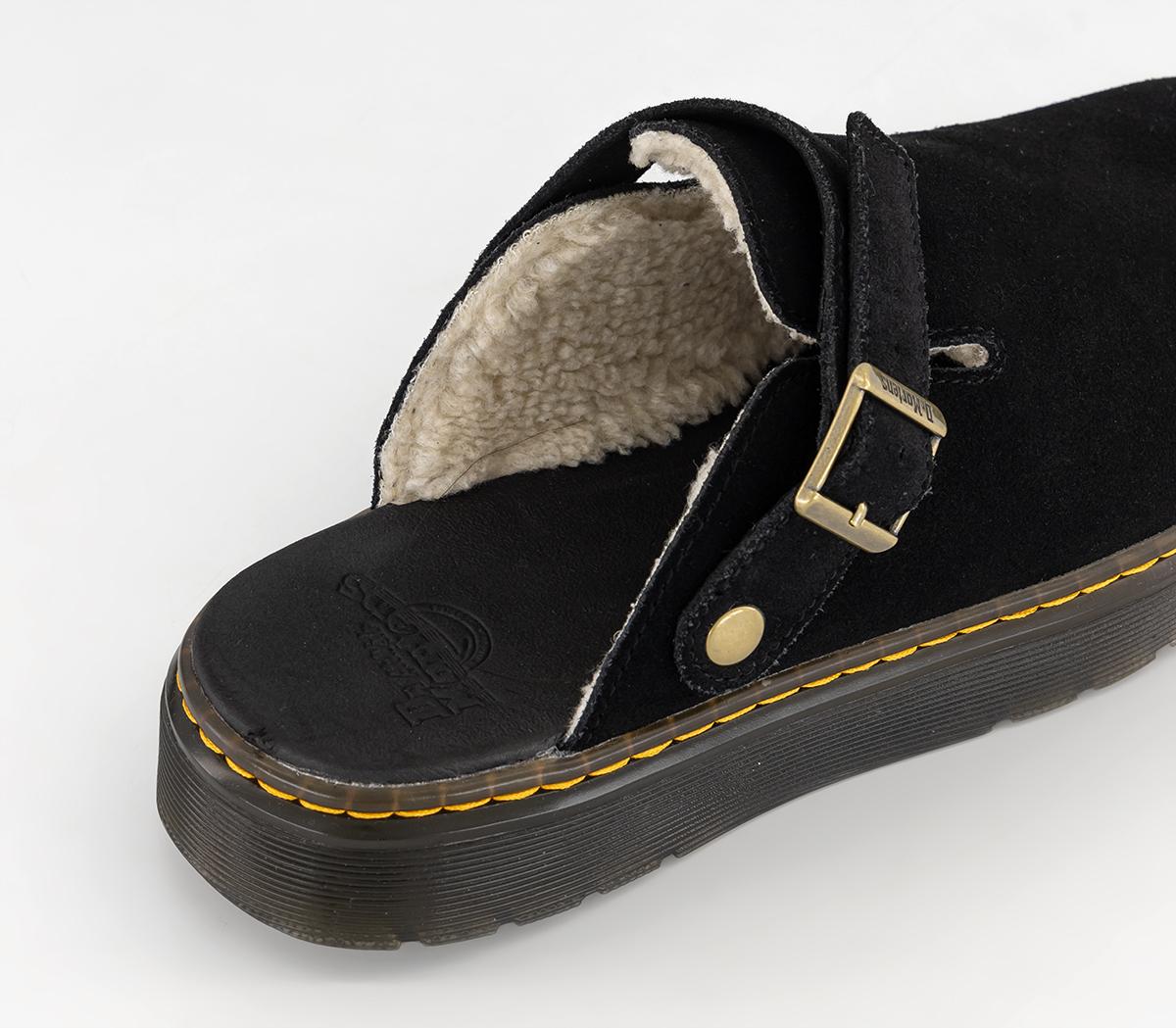 Dr. Martens Carlson Lined Mules Dr. Martens Carlson Lined Mules Black Suede Cream Shearling