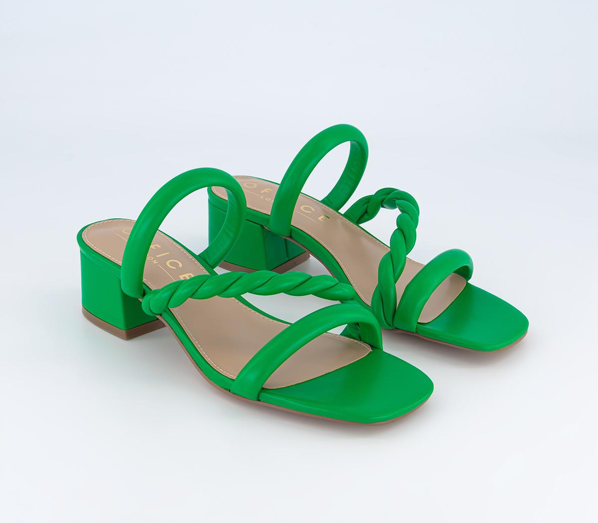 OFFICE Merry Plait Detail Mules Green - Mid Heels
