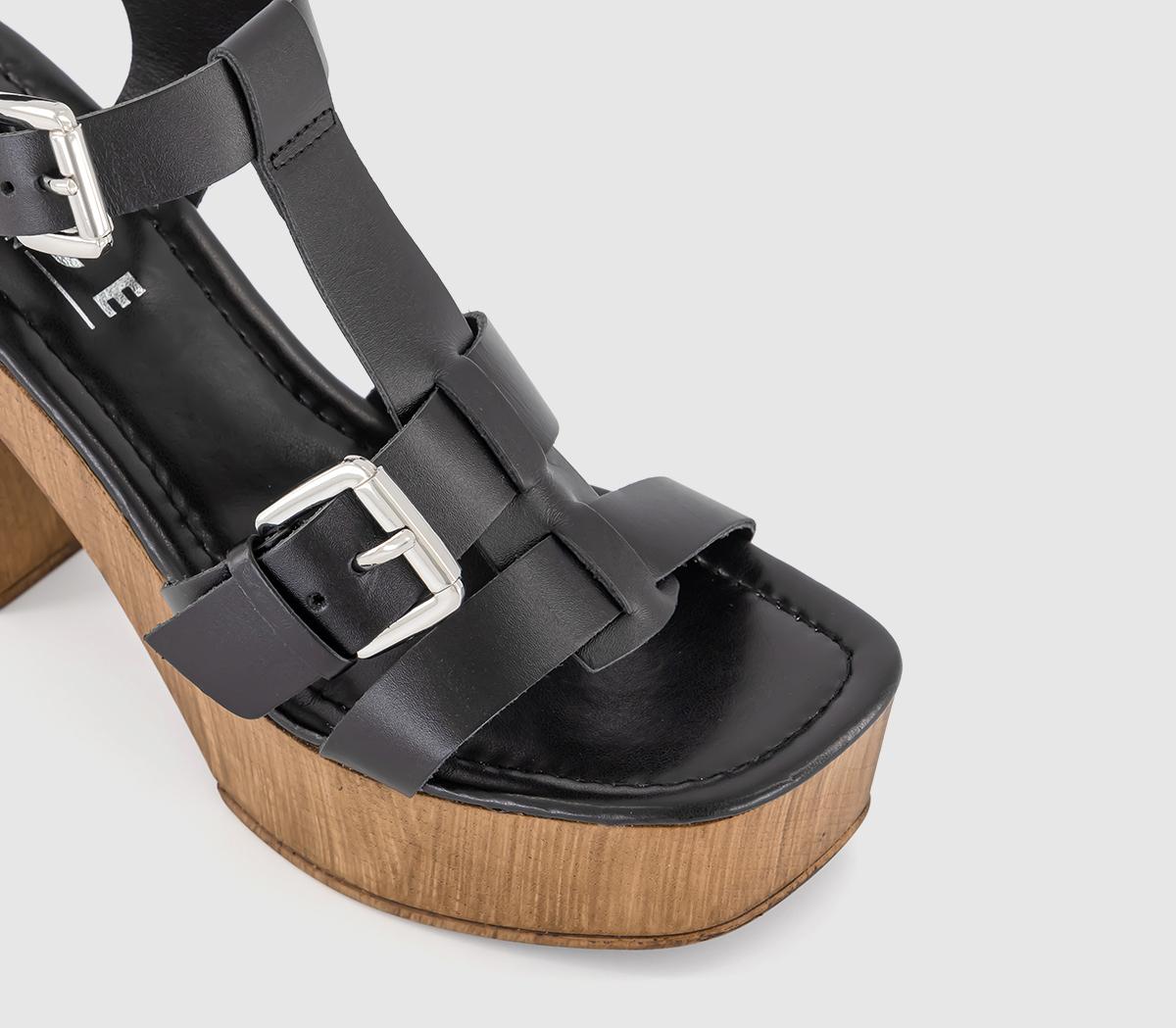 OFFICEHawaii T Bar Platform Sandals OFFICEHawaii T Bar Platform SandalsBlack Leather
