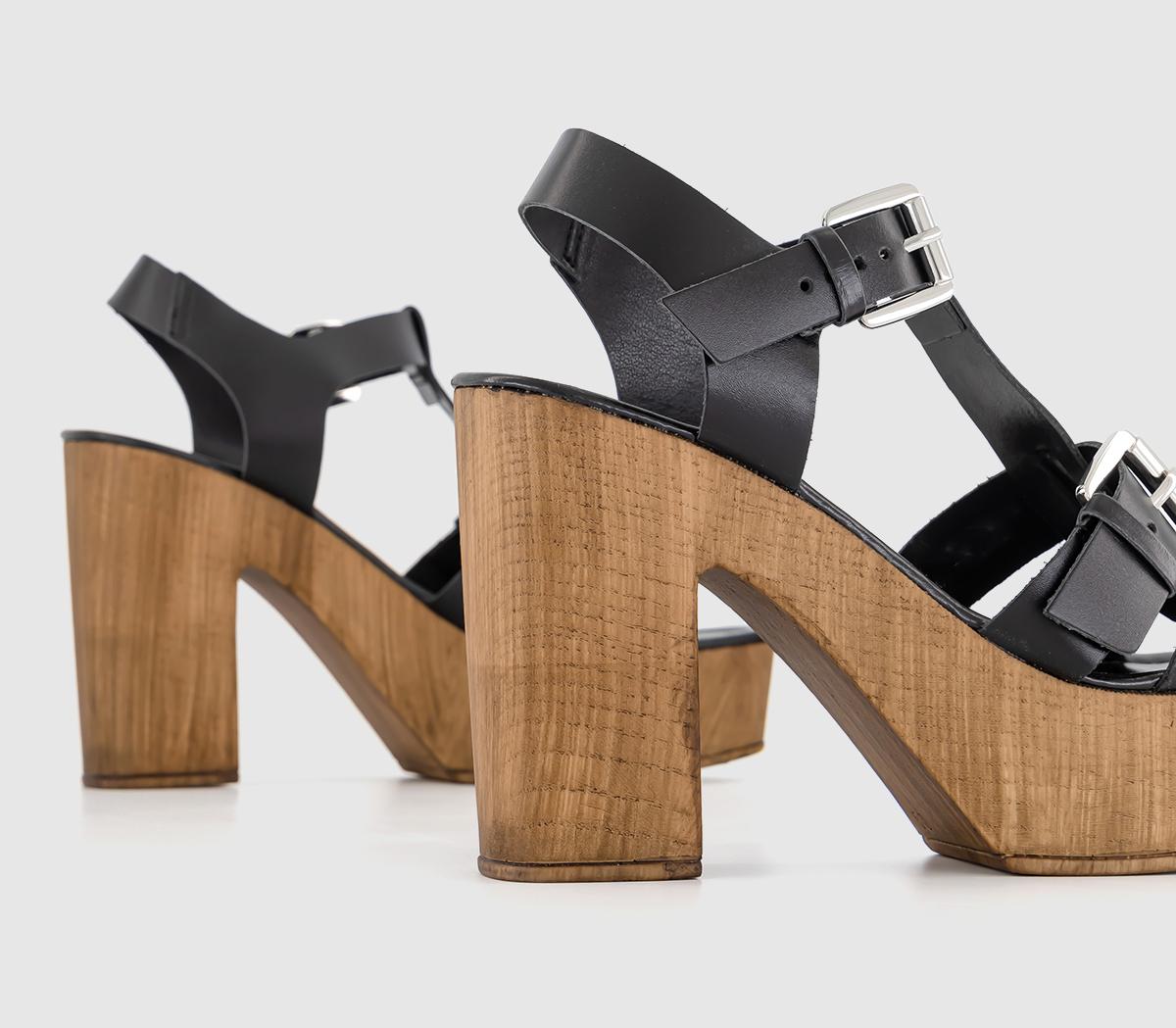 OFFICEHawaii T Bar Platform Sandals OFFICEHawaii T Bar Platform SandalsBlack Leather