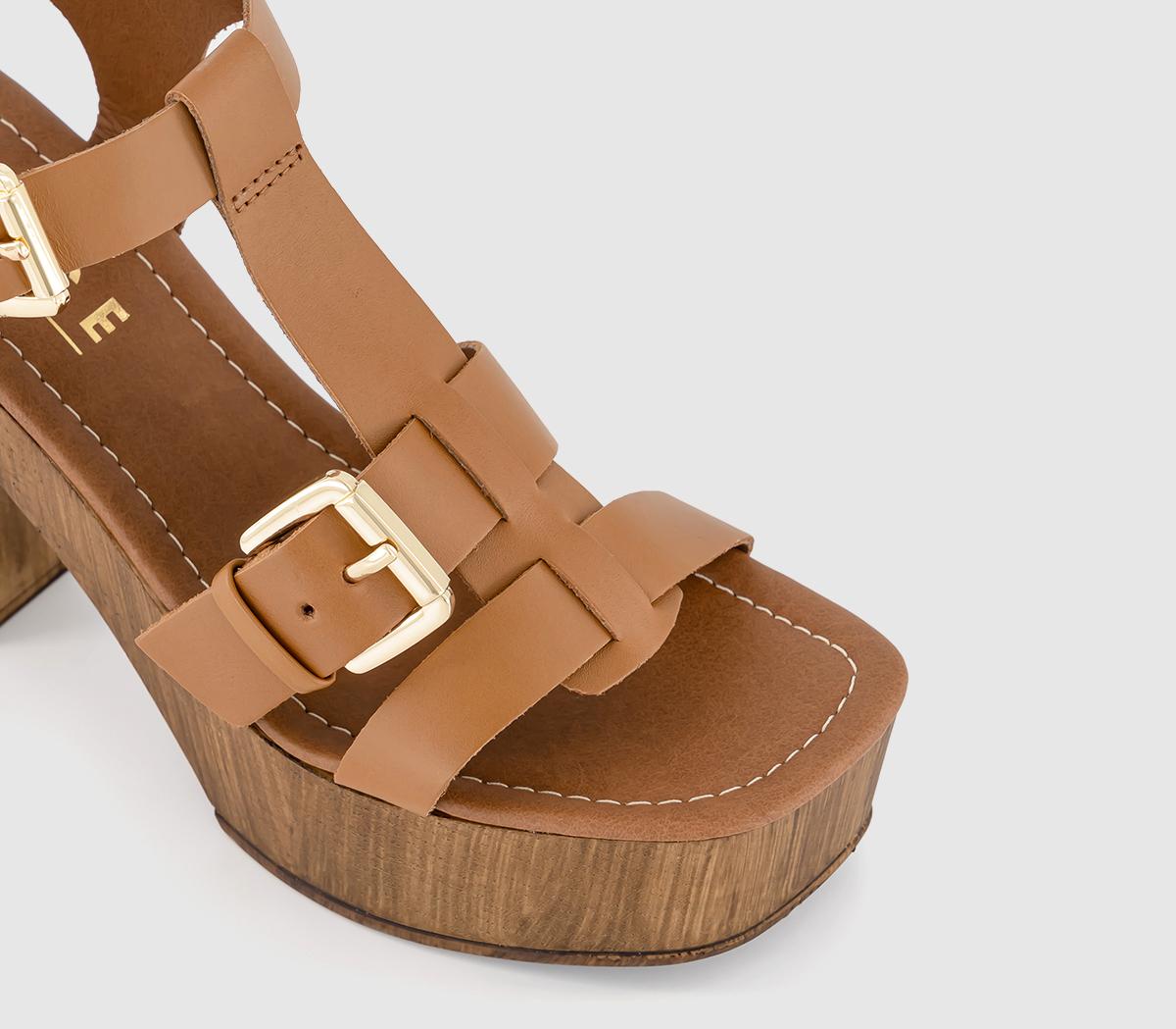 OFFICEHawaii T Bar Platform Sandals OFFICEHawaii T Bar Platform SandalsTan Leather
