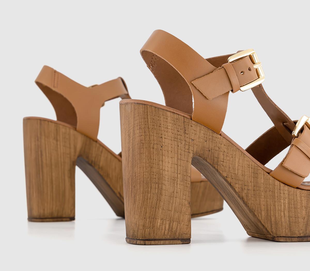 OFFICEHawaii T Bar Platform Sandals OFFICEHawaii T Bar Platform SandalsTan Leather