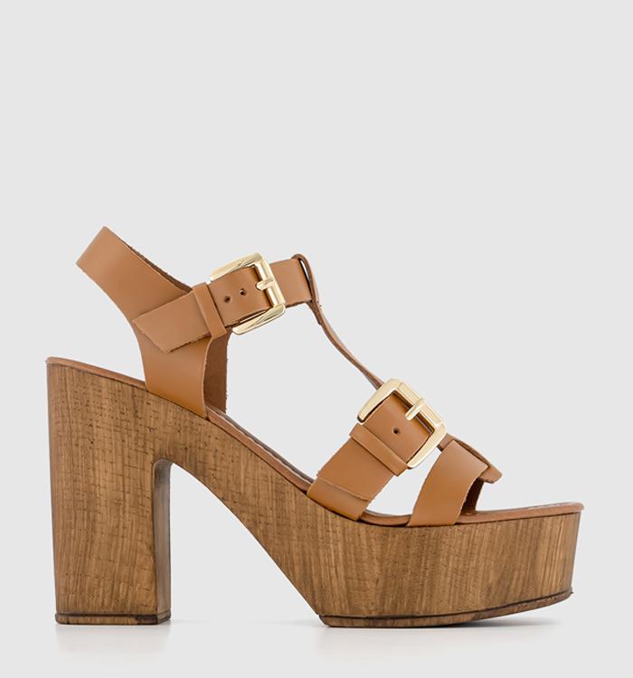 Tan chunky hot sale heels