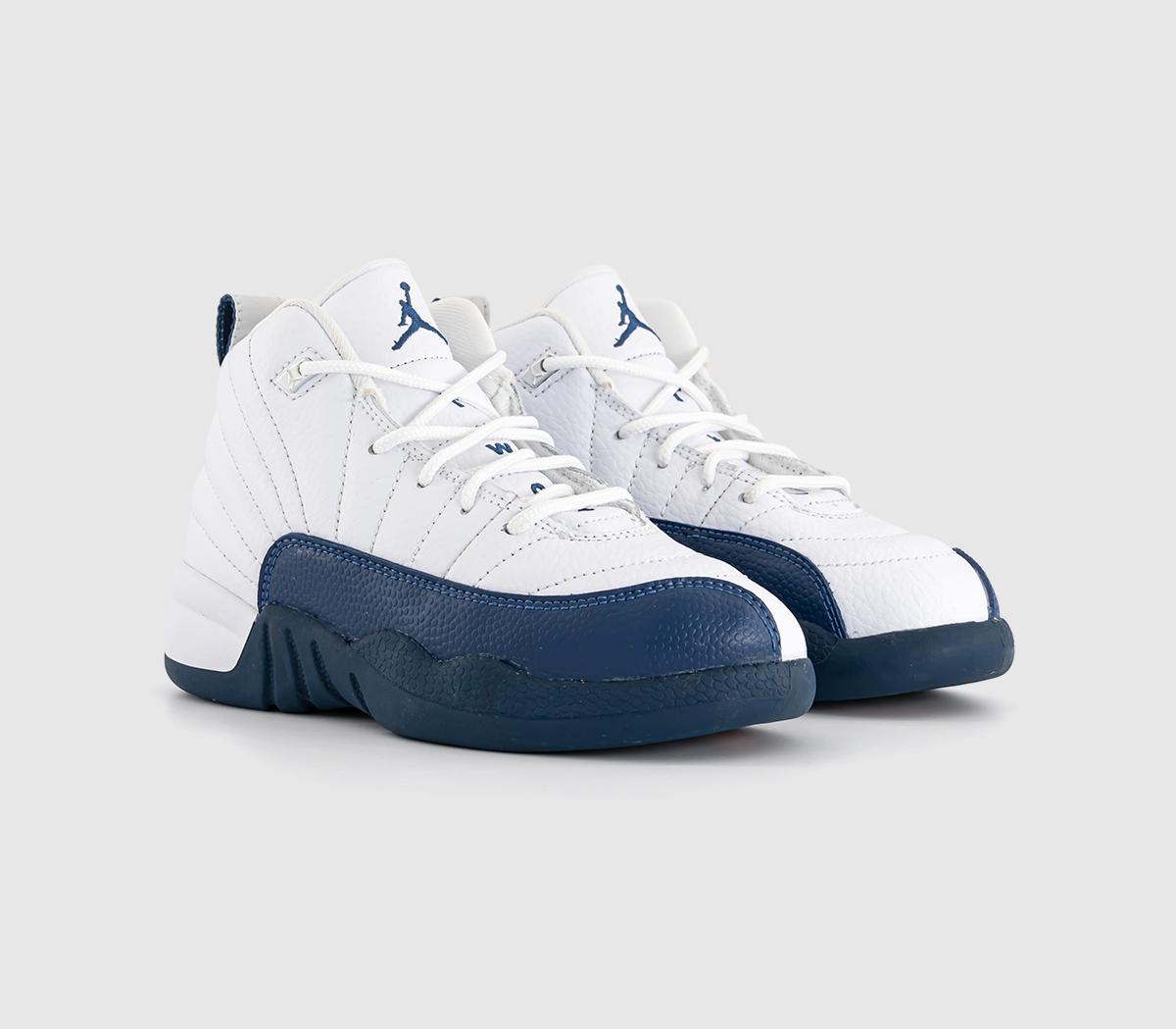 JordanAir Jordan 12 Kids TrainersWhite French Blue Metallic Silver