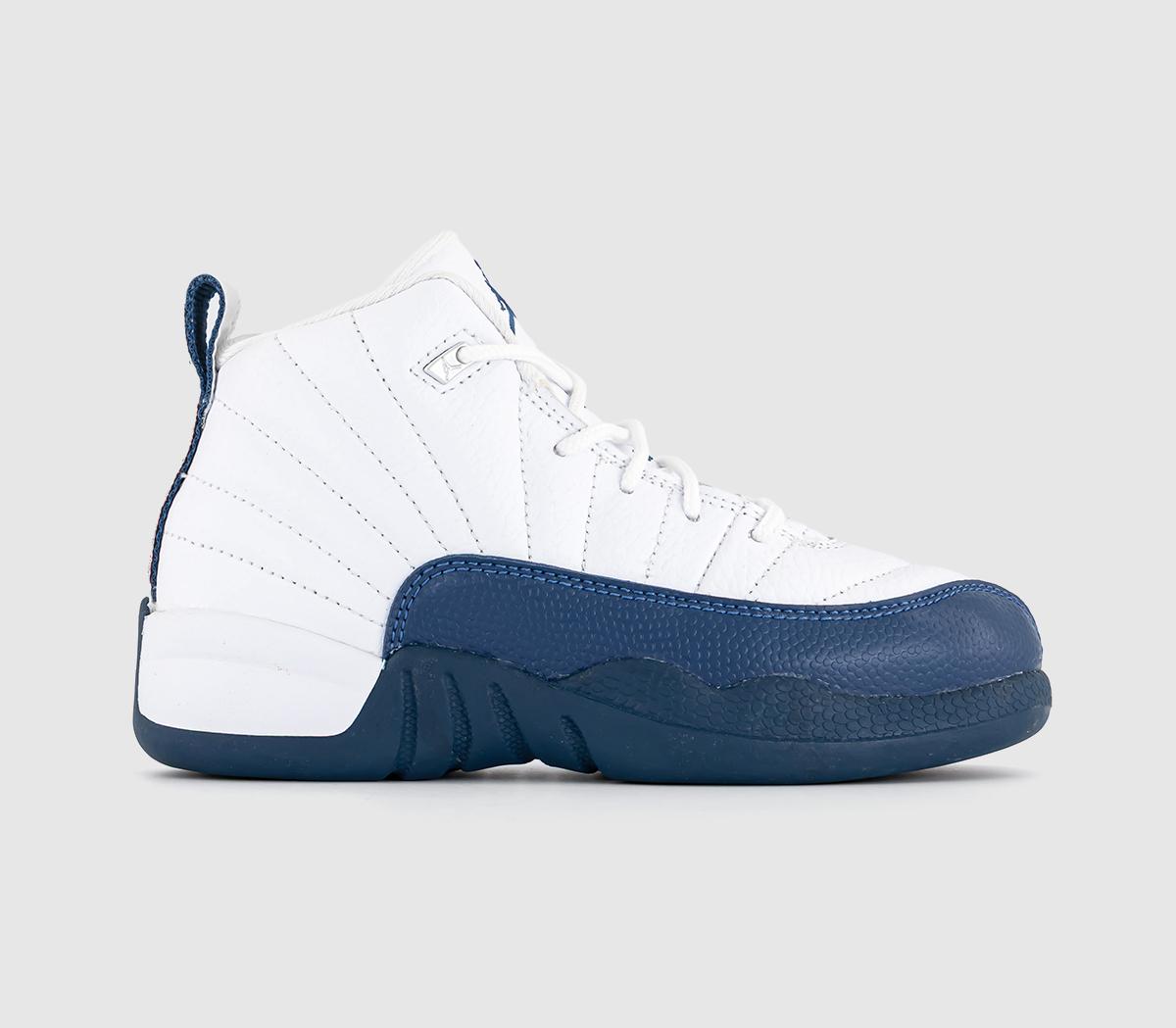 JordanAir Jordan 12 Kids TrainersWhite French Blue Metallic Silver