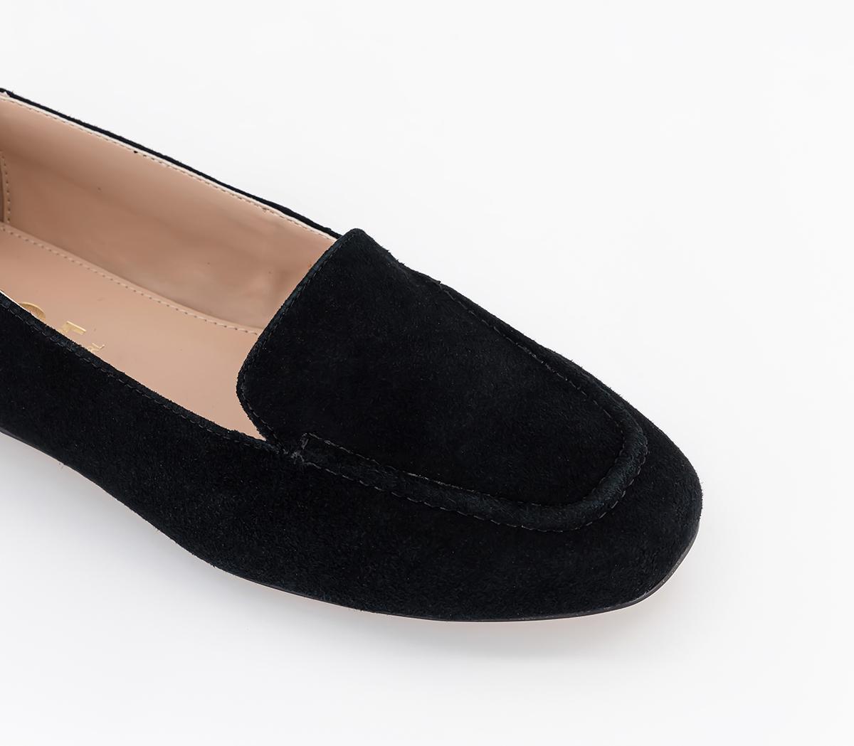 OFFICE Wide Fit Flying Suede Loafers Black Suede Flat Shoes for Women