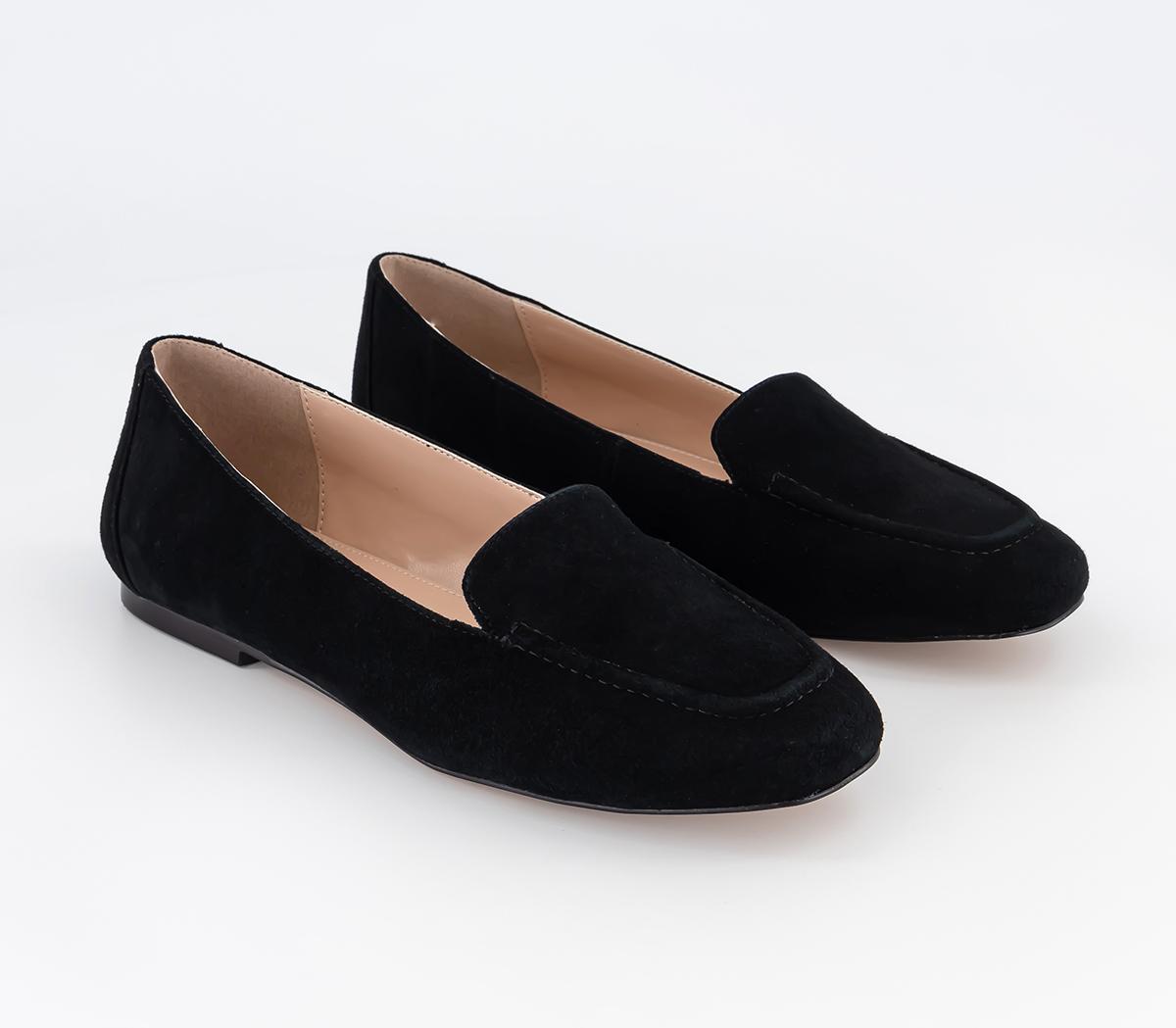 OFFICE Wide Fit Flying Suede Loafers Black Suede Flat Shoes for Women