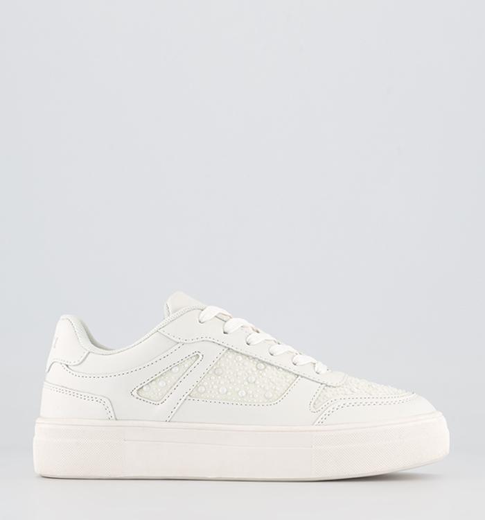 OFFICE Faye Pearl Embellished Trainers White Embellished