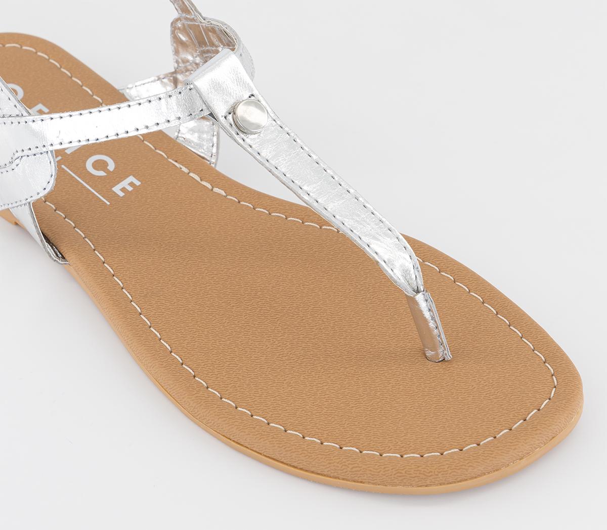 OFFICEWide Fit Spendid Leather Toe Post SandalsSilver Leather