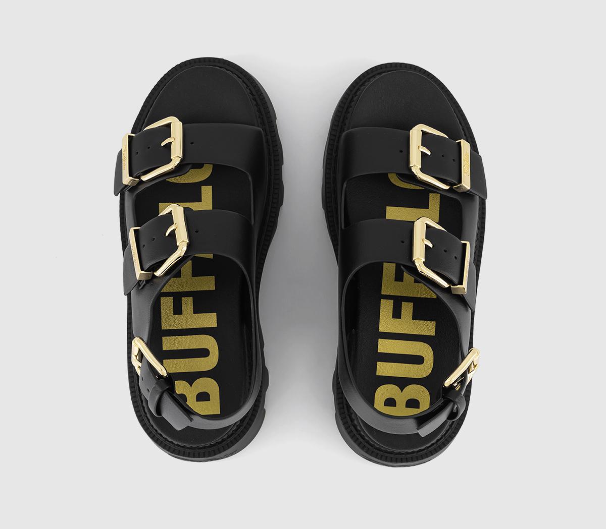 BuffaloFlora On SandalsBlack