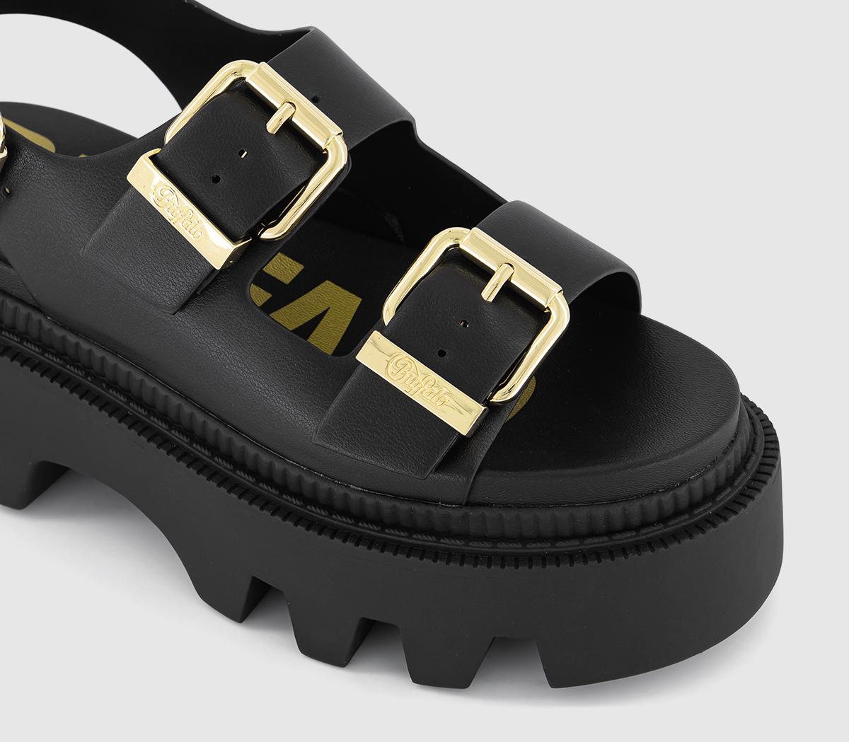 BuffaloFlora On SandalsBlack