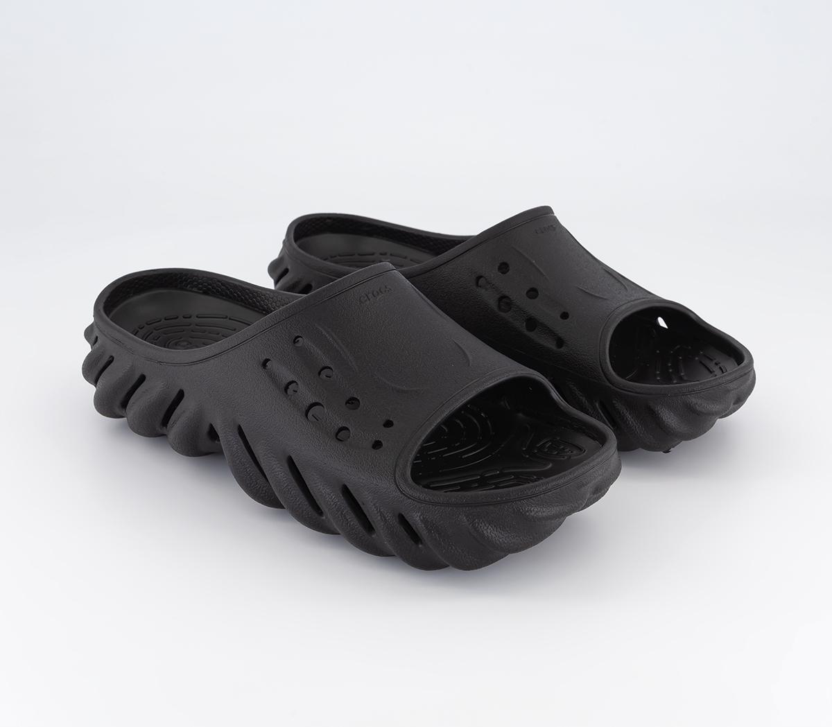 Crocs Mens Echo Slides Black, 10