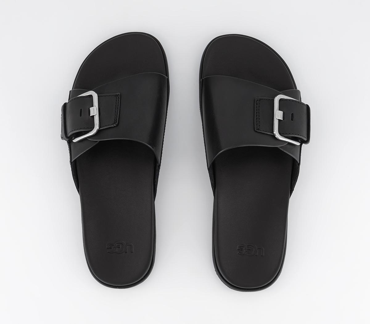 UGG Solivan Buckle Slides Black Women's Sandals