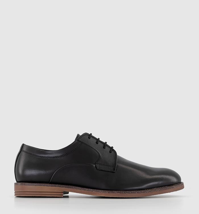 OFFICE Matteo Embossed Flexi Sole Derby Shoes Black Leather