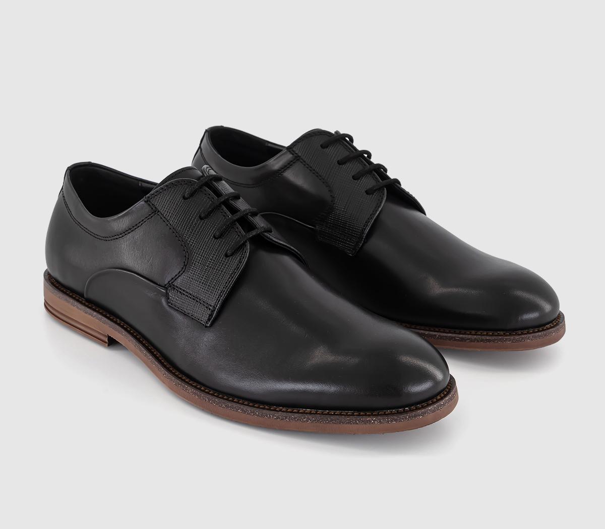 OFFICE Matteo Embossed Flexi Sole Derby Shoes Black Leather, 7