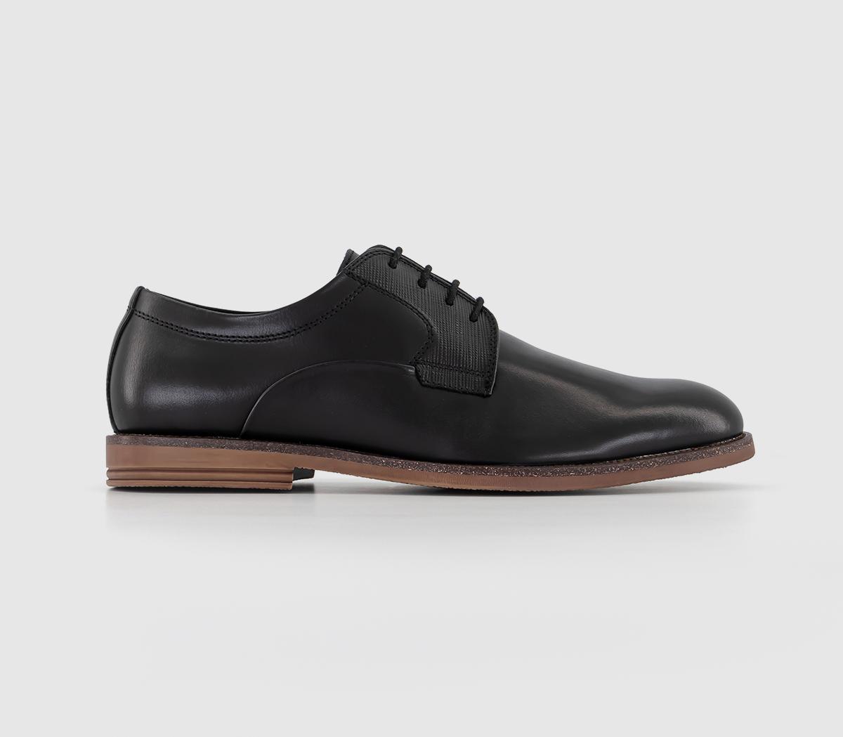 Matteo Embossed Flexi Sole Derby Shoes Black Leather