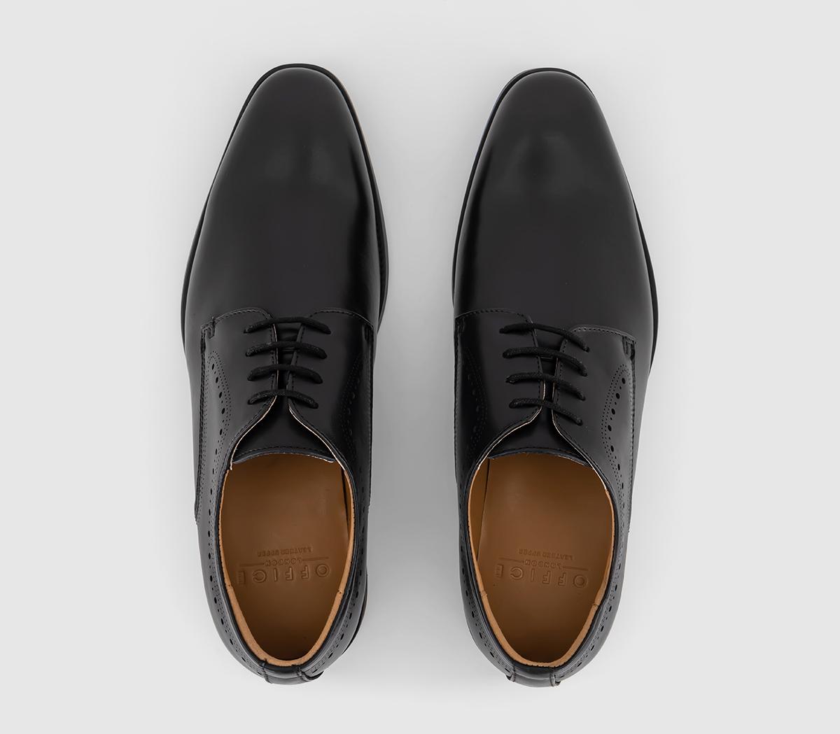 OFFICE Milo Brogue Panel Leather Derby Shoes Black Leather - Derby Shoes