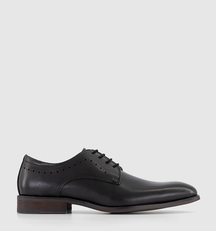 OFFICE Milo Brogue Panel Leather Derby Shoes Black Leather