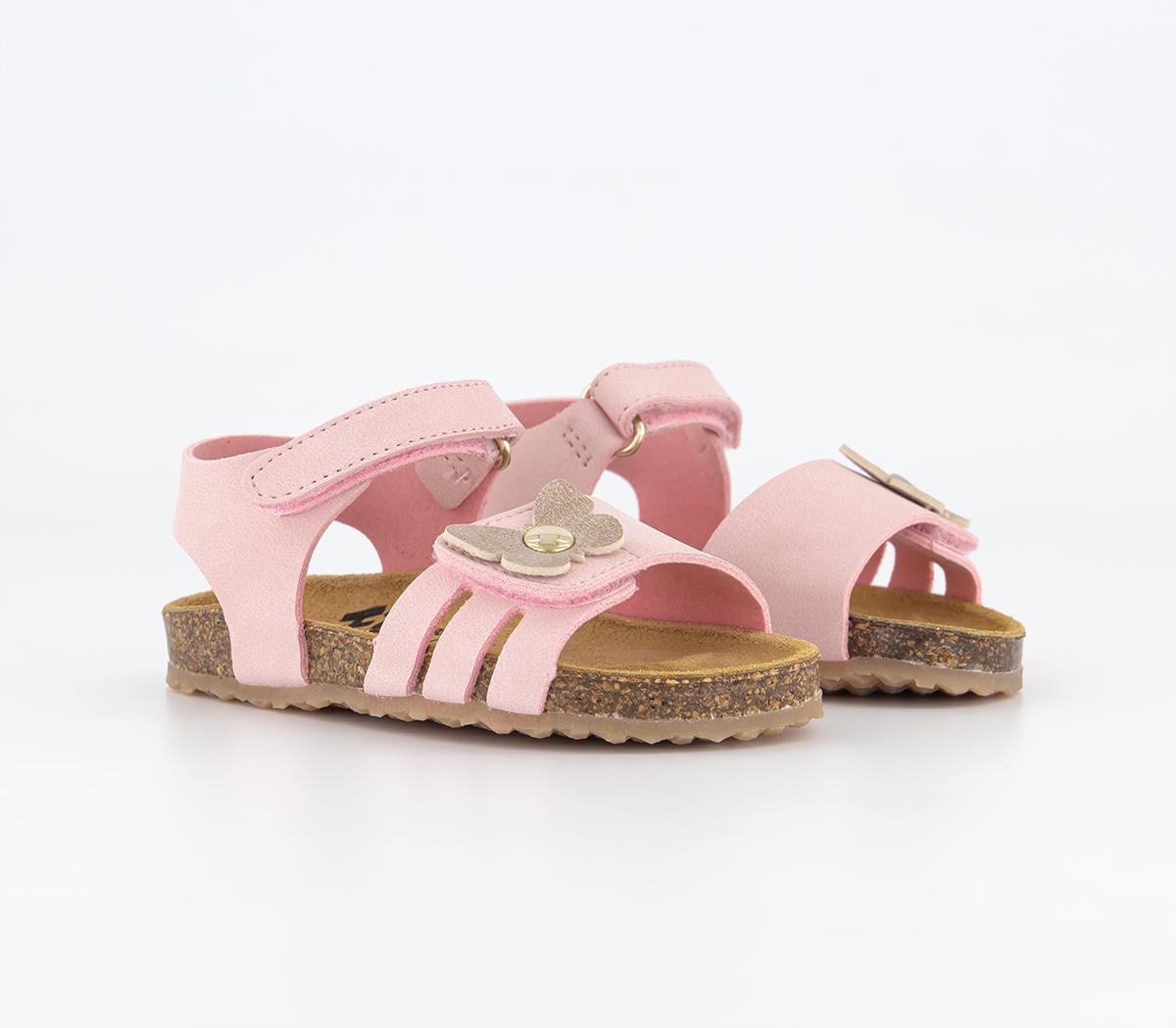 Earthchild Kids Earth Child Butterfly Velcro Sandals Pink, 4infant