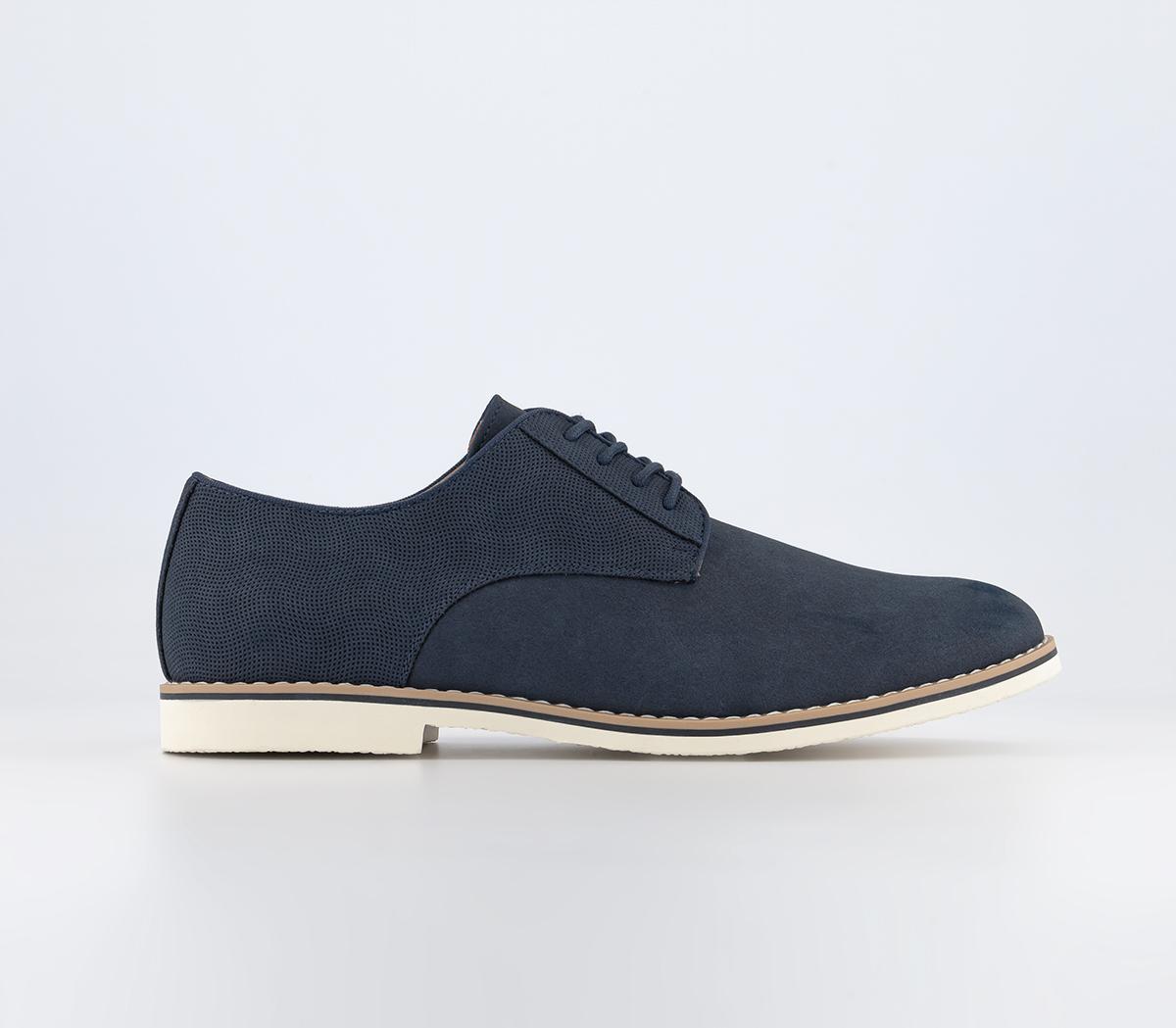 Cheadle 2 White Sole Embossed Back Derby Shoes Navy