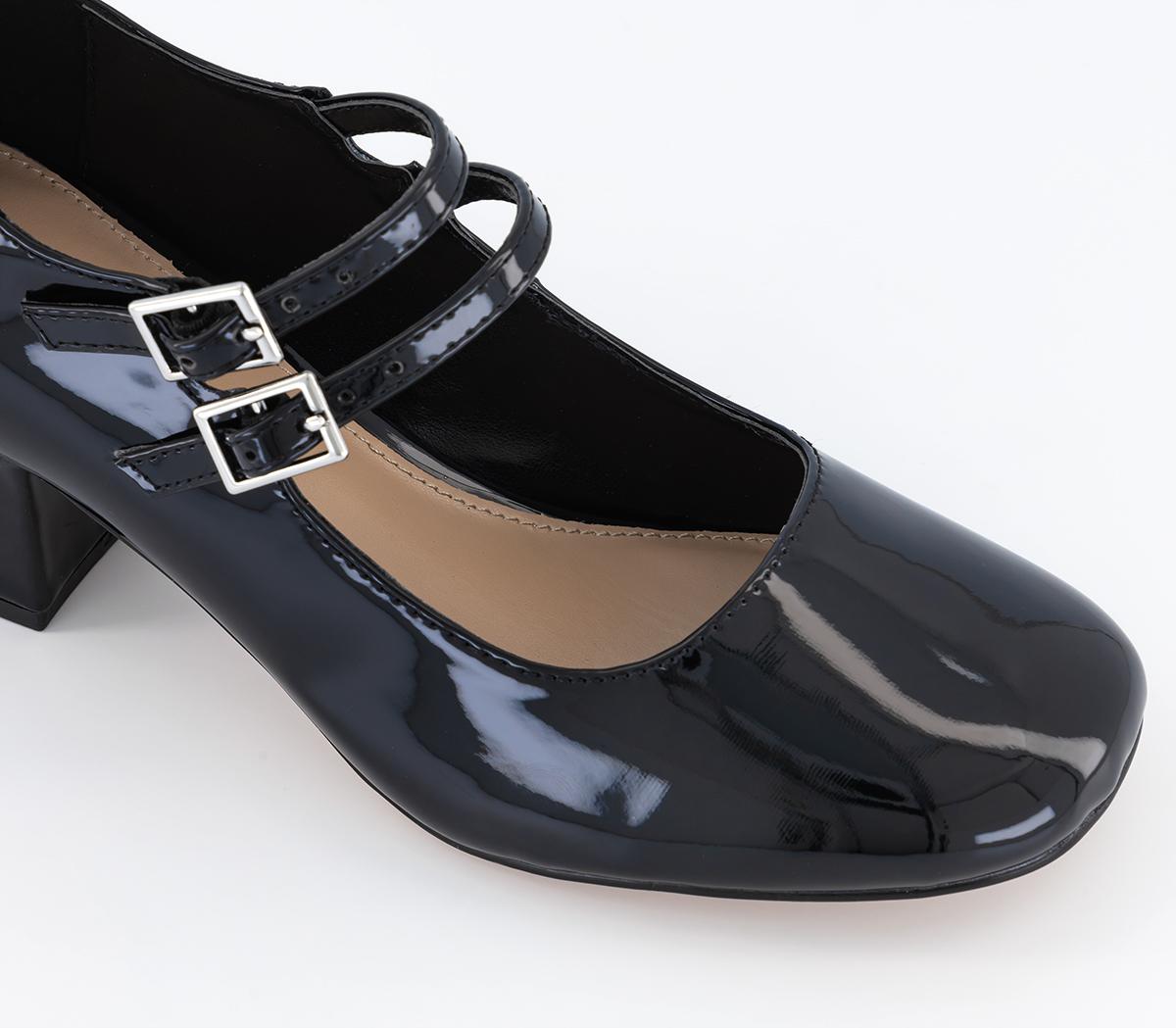 OFFICE Mary Heeled Mary Jane Shoes Black Patent - Mid Heels