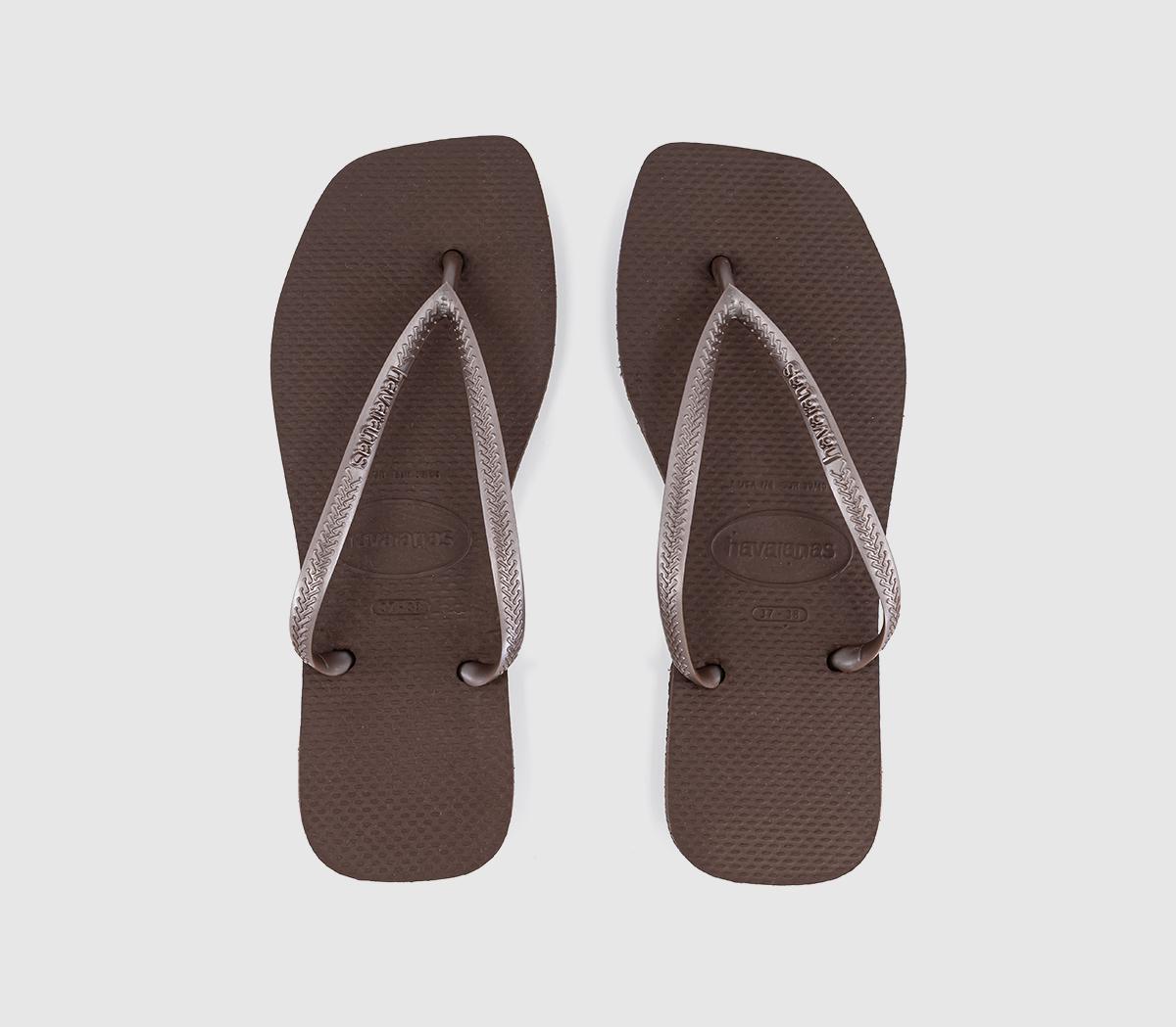 HavaianasSlim Square Flip FlopsDark Brown