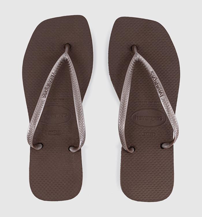 Havaianas Slim Square Flip Flops Dark Brown