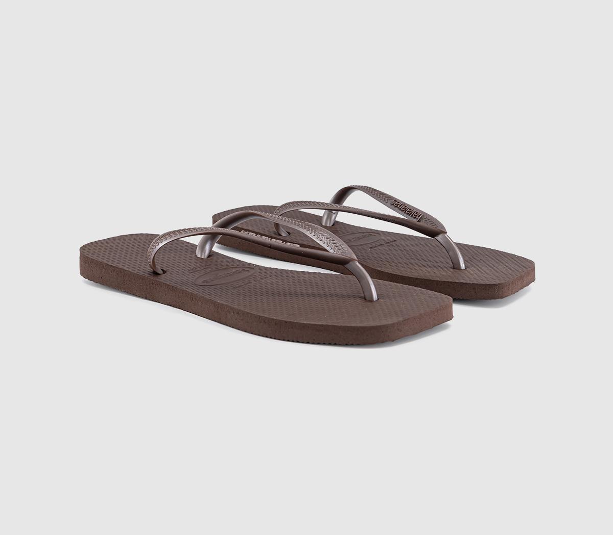 HavaianasSlim Square Flip FlopsDark Brown