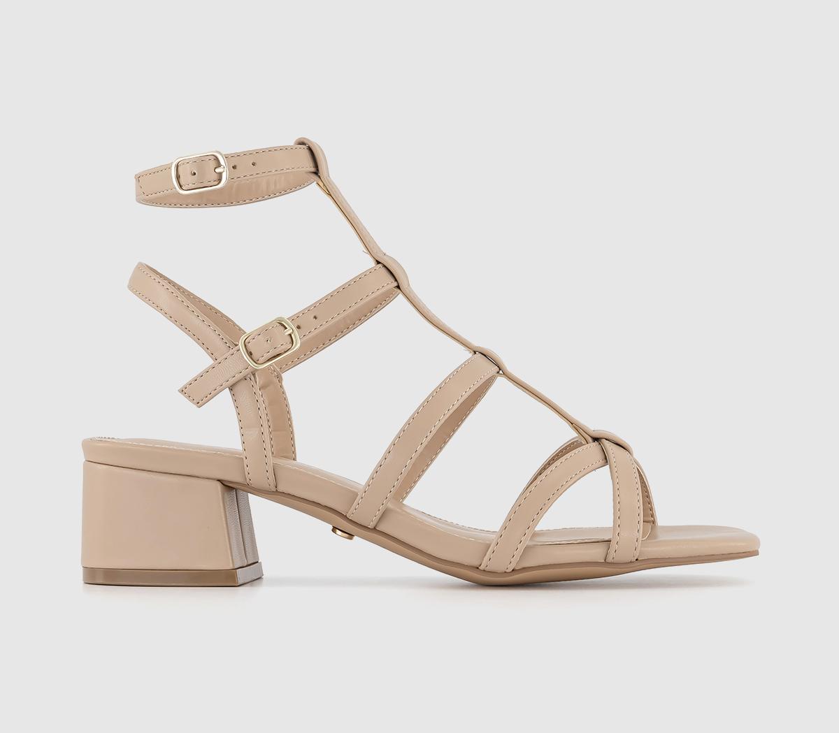 John Lewis Melody Leather Caged Strappy Stiletto Sandals, Gold | £79.00 |  Buchanan Galleries