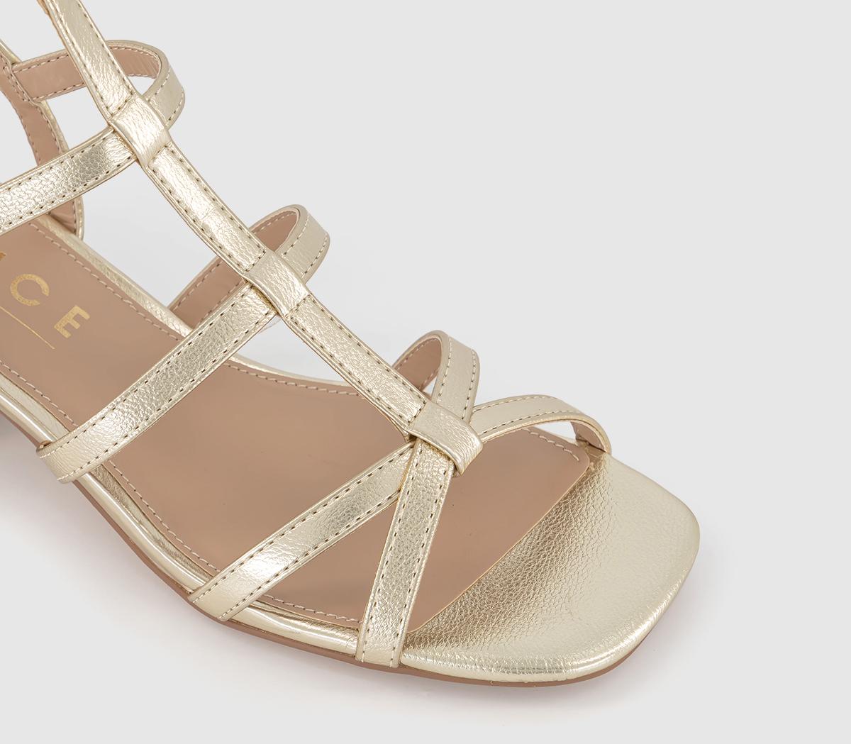 OFFICEMarissa Caged Block HeelsGold