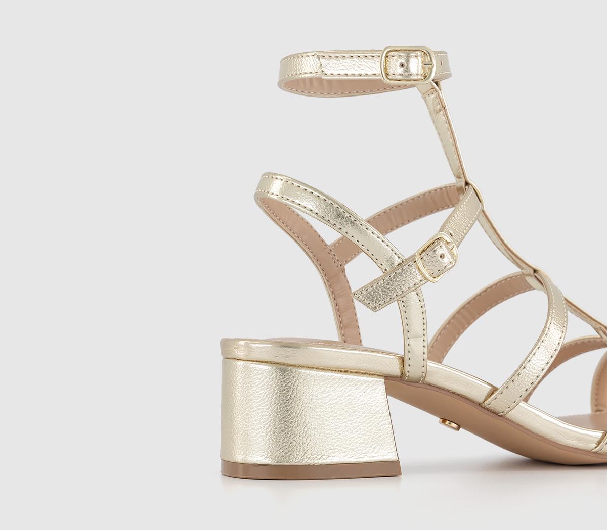 OFFICEMarissa Caged Block HeelsGold