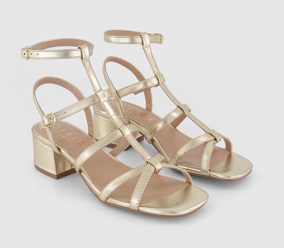 OFFICEMarissa Caged Block HeelsGold