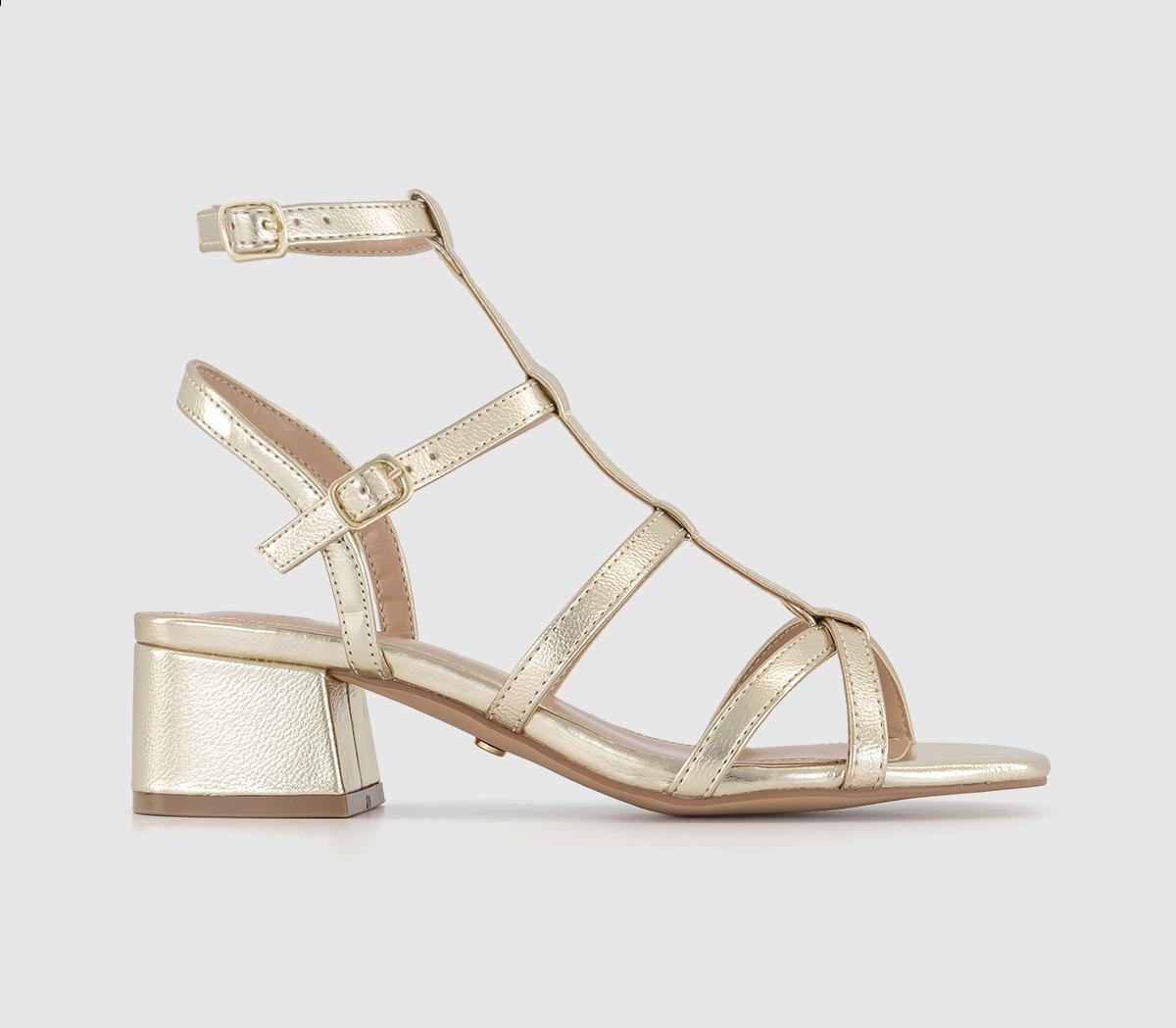 Topshop Wide Fit Ariel caged mid heel sandal with ankle tie in white | ASOS