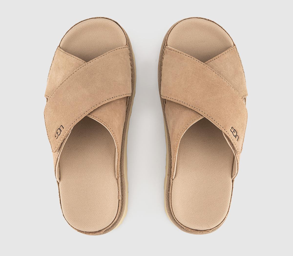 UGG Goldenstar Cross Slides Driftwood - Women’s Sandals