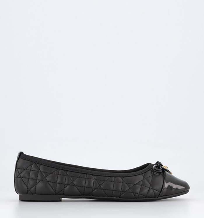 OFFICE Wide Fit Forevermore Quilted Ballet Pumps Black
